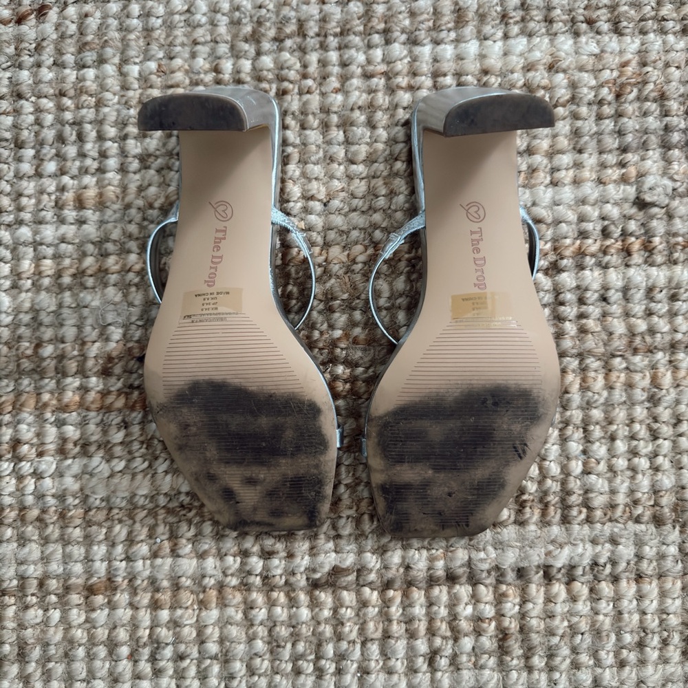 Silver Avery Square Toe Two Strap High Heeled Sandal - Picture 4 of 10